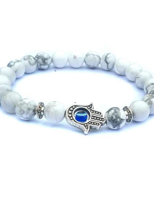 Load image into Gallery viewer, Bergamot evil eye stone bracelet
