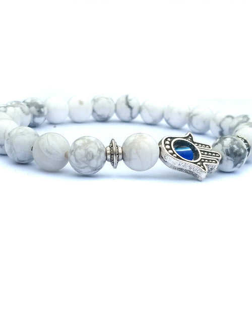Load image into Gallery viewer, Bergamot evil eye stone bracelet
