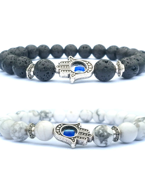 Load image into Gallery viewer, Bergamot evil eye stone bracelet
