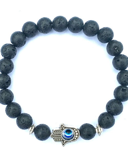 Load image into Gallery viewer, Bergamot evil eye stone bracelet
