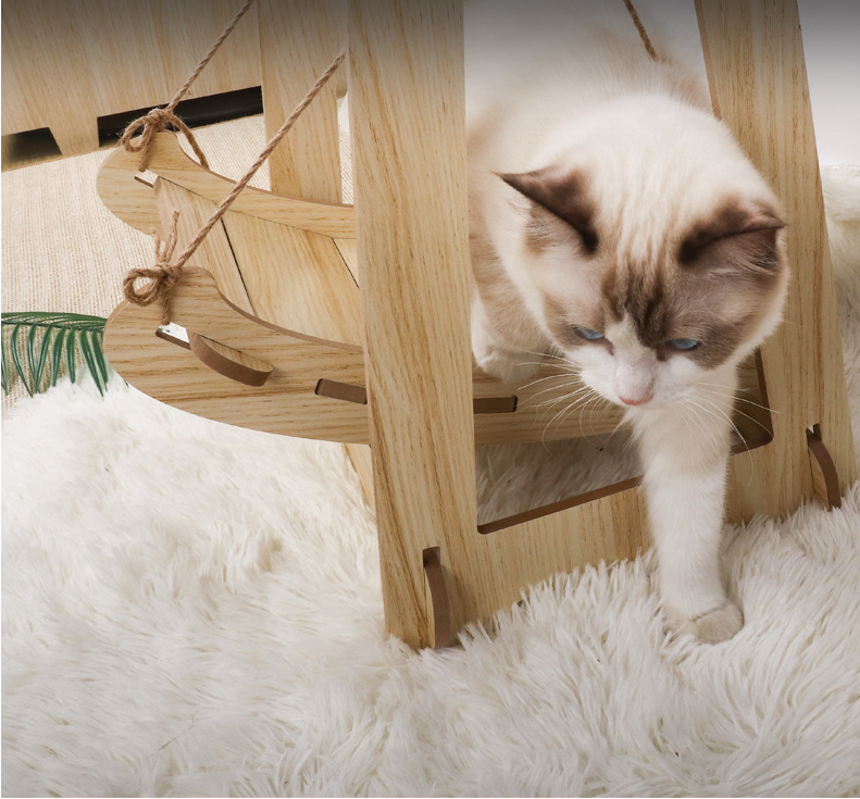 Cat Hammock, Pet Bed, Solid Wood Fancy Swing Chair, 2 In 1 Chair And Hammocks, Cat Furniture Gift For Your Small To Medium Size Cat And Dog