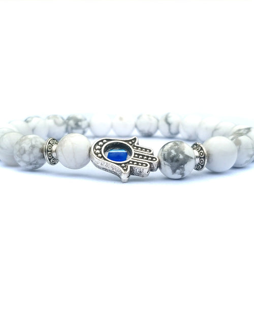 Load image into Gallery viewer, Bergamot evil eye stone bracelet

