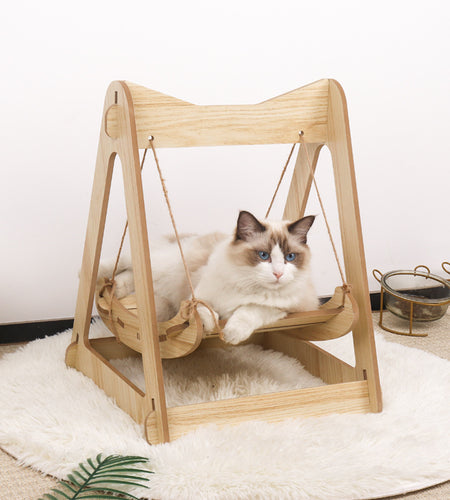 Cat Hammock, Pet Bed, Solid Wood Fancy Swing Chair, 2 In 1 Chair And Hammocks, Cat Furniture Gift For Your Small To Medium Size Cat And Dog