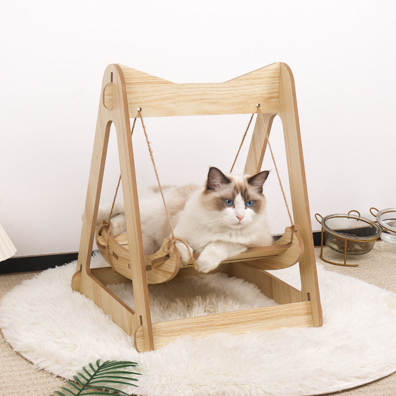 Cat Hammock, Pet Bed, Solid Wood Fancy Swing Chair, 2 In 1 Chair And Hammocks, Cat Furniture Gift For Your Small To Medium Size Cat And Dog