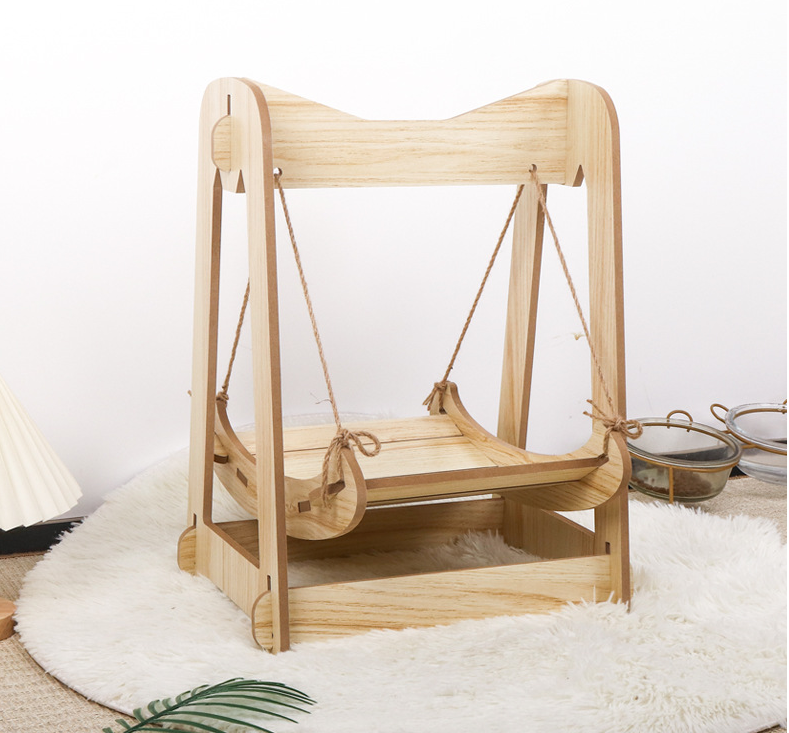 Cat Hammock, Pet Bed, Solid Wood Fancy Swing Chair, 2 In 1 Chair And Hammocks, Cat Furniture Gift For Your Small To Medium Size Cat And Dog