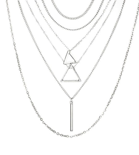 Double Triangle Multilayer Necklace